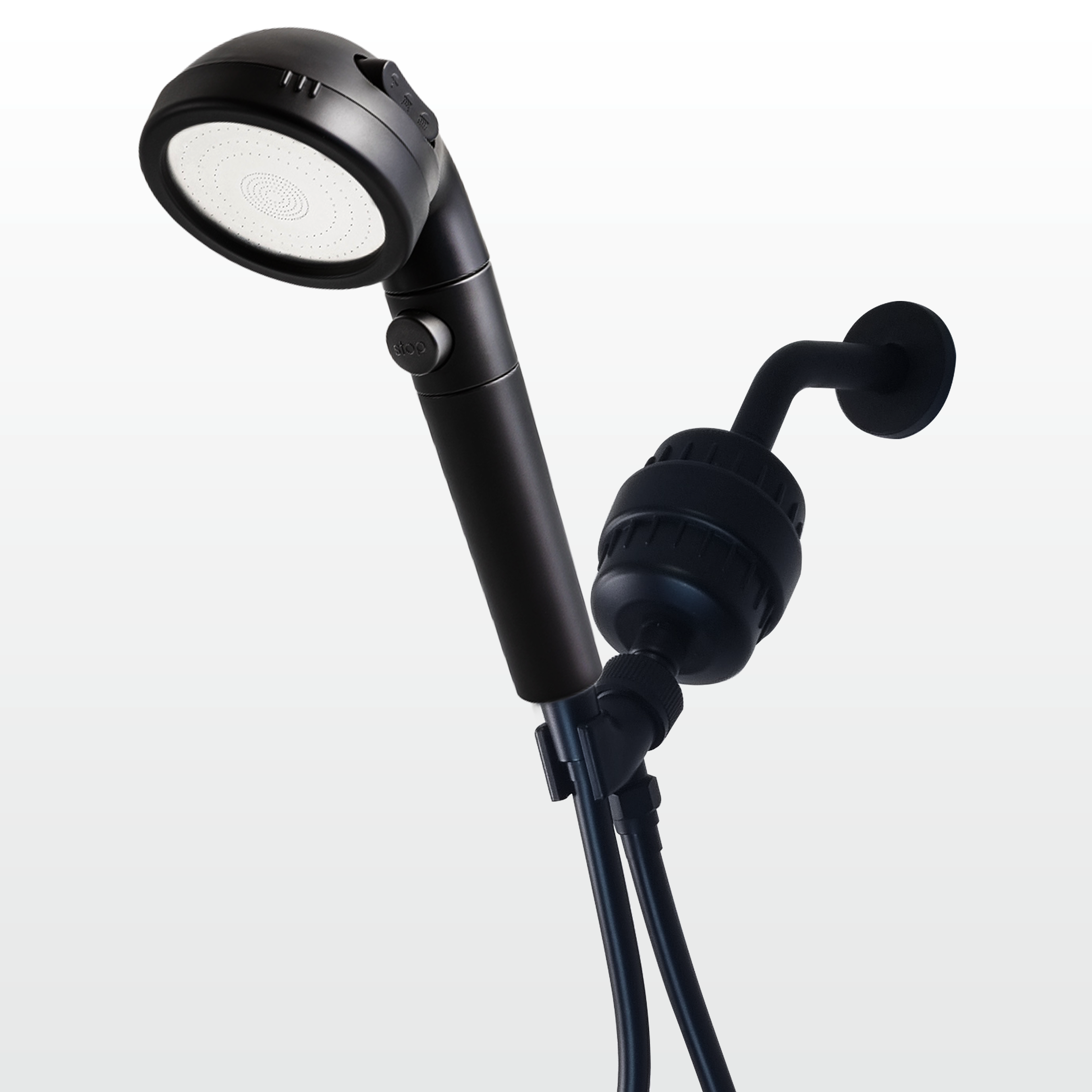 Soffione Doccia Ecopower Nero con Kit Filtro Anticalcare