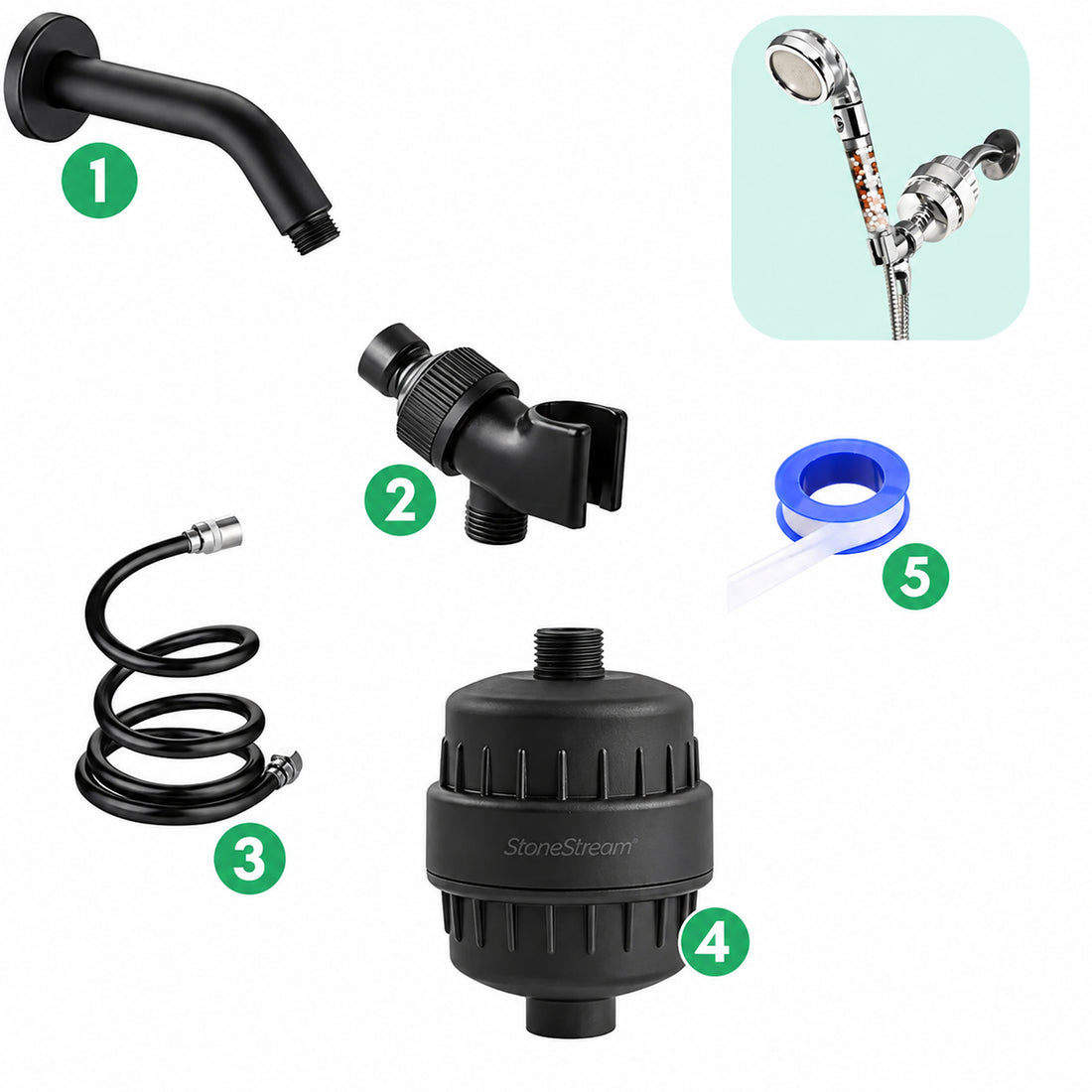 Combo Kit - Filtro acqua dura a parete - Nero
