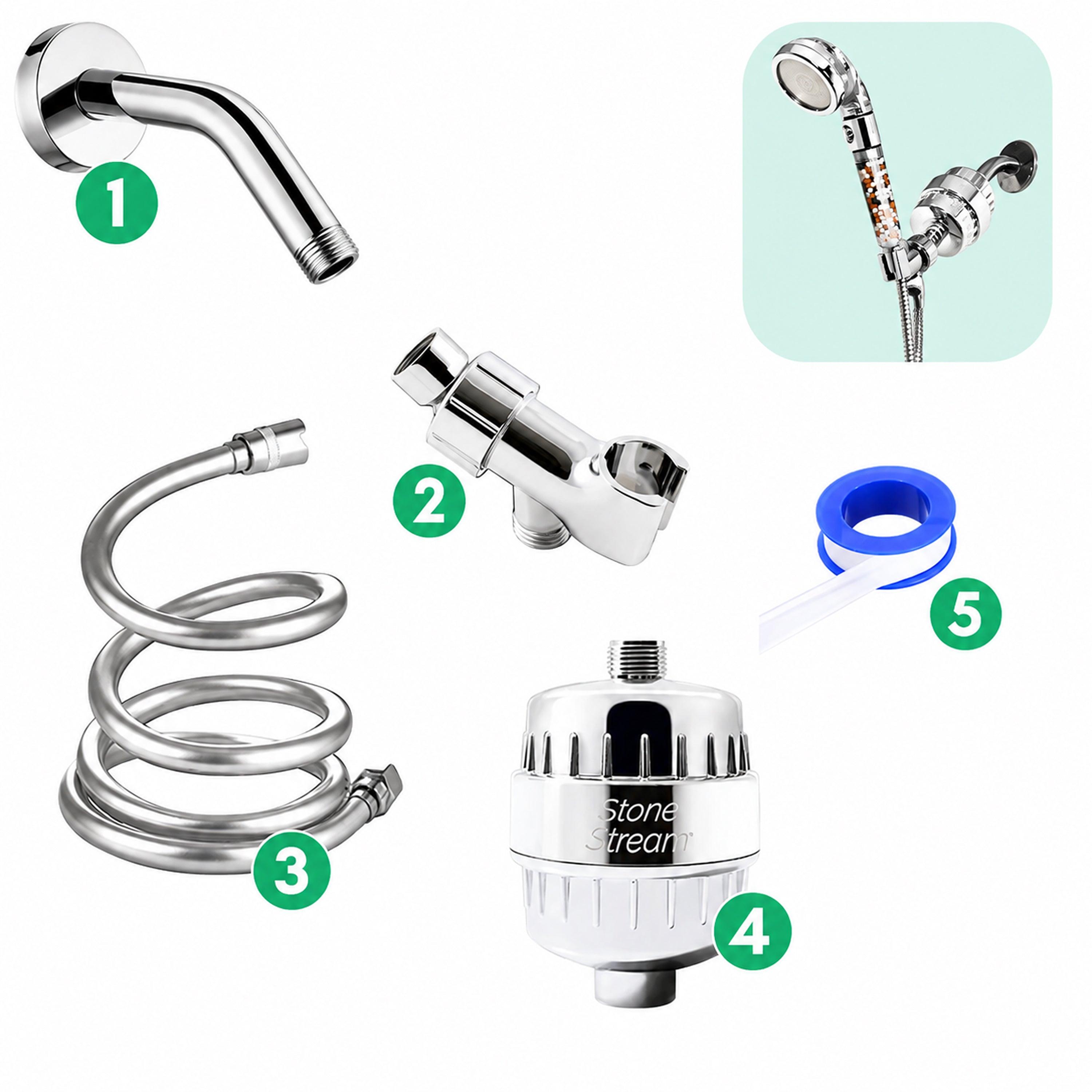 Combo Kit - Filtro anticalcare doccia a parete - Cromato