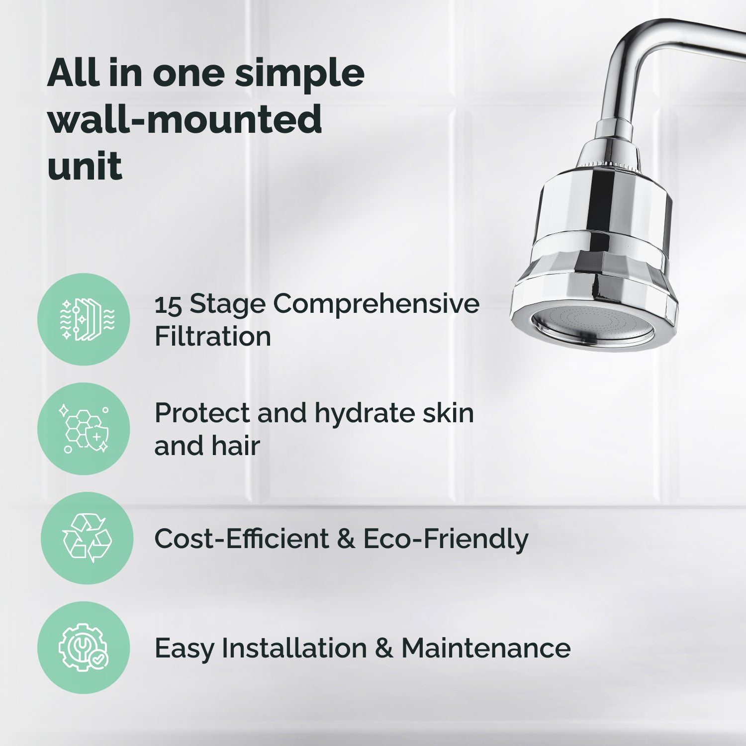 Filtrazione a 15 stadi Ecolux Wall Shower Head