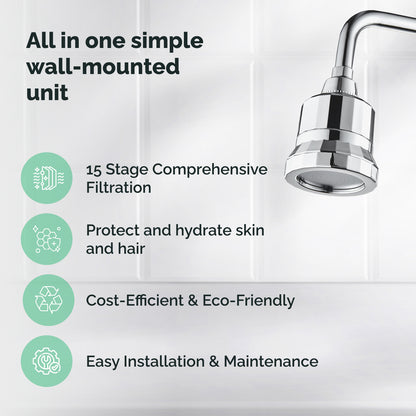 Filtrazione a 15 stadi Ecolux Wall Shower Head