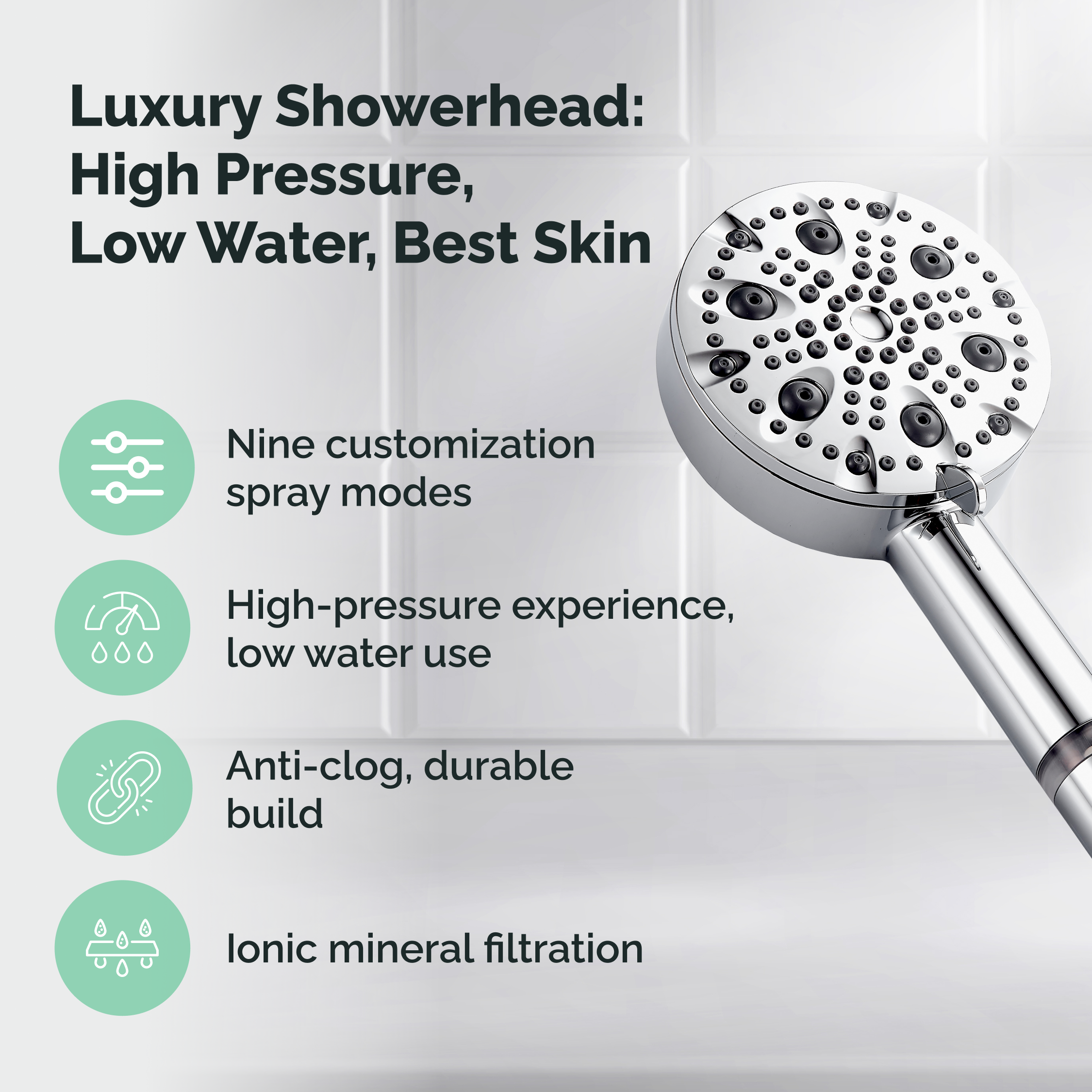 9-Mode Luxury Hard Water Filtration Shower Head Kit