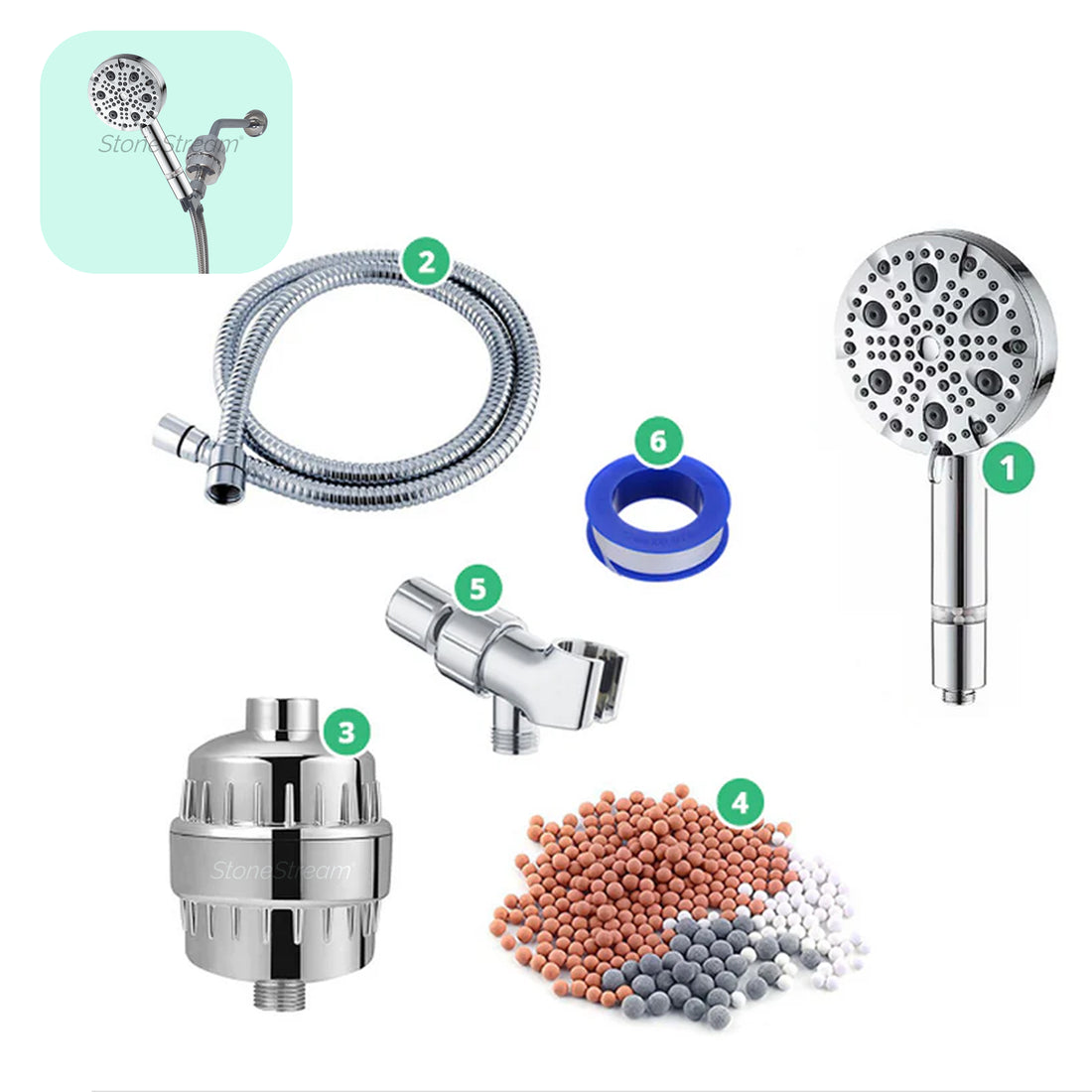 Kit con pioggia di doccia per filtrazione per acqua dura di lusso a 9 modalità