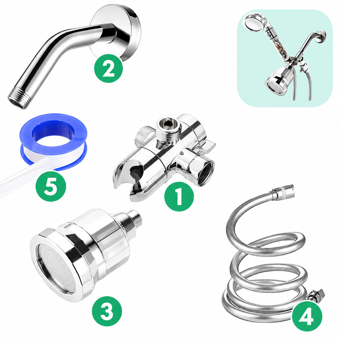 Kit installazione doccia + Filtro acqua dura - Cromato