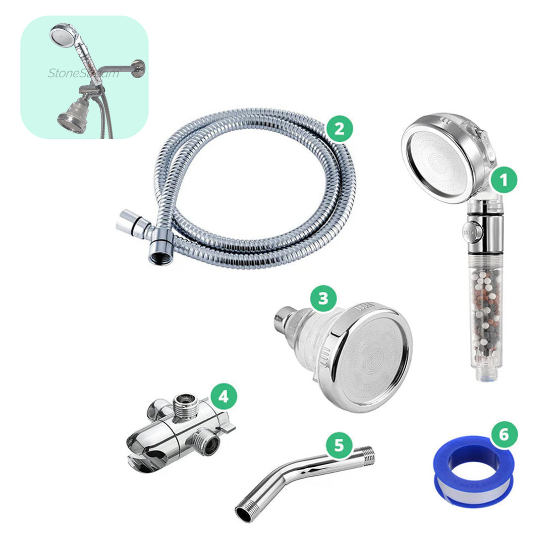 High Pressure Handheld Shower Head + Wall Showerhead Combo