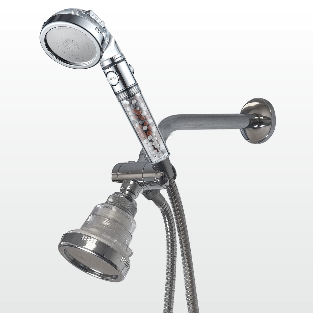 Set Doccia con Soffione a Mano Alta Pressione e Soffione a Parete