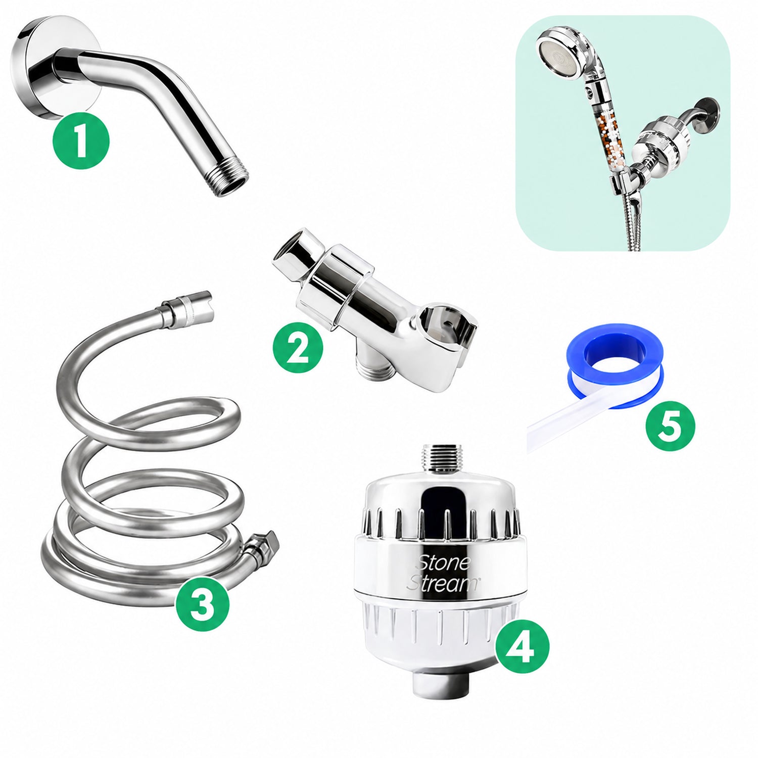 Combo Kit - Filtro anticalcare doccia a parete - Cromato