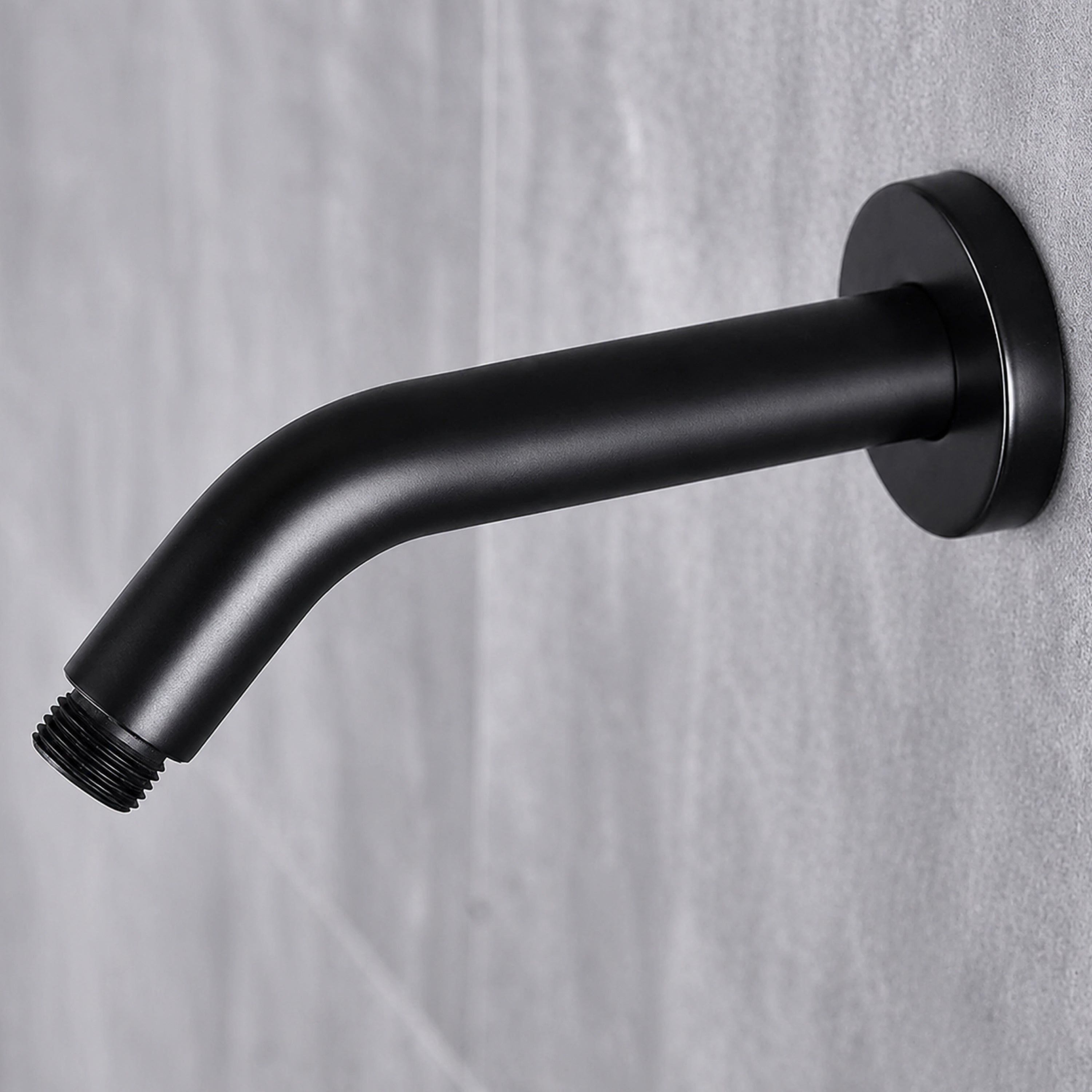 Bras de douche pour pommeau mural - Noir mat - Filetage 1/2 pouce